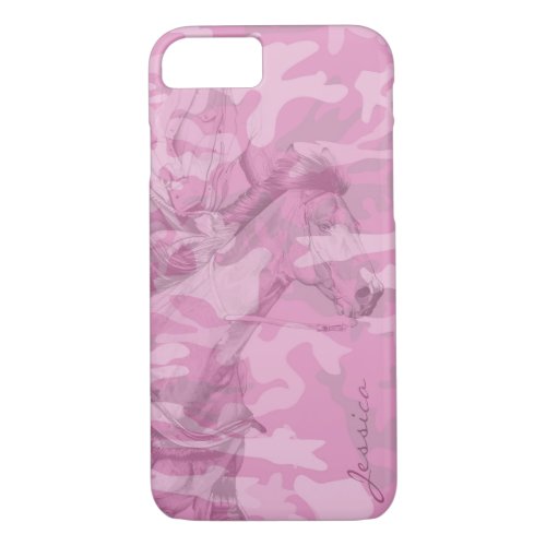 The Barrel Racer washed out pink camo iPhone 87 Case