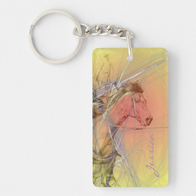 The Barrel Racer (yellow orange swirl) Keychain (Front)
