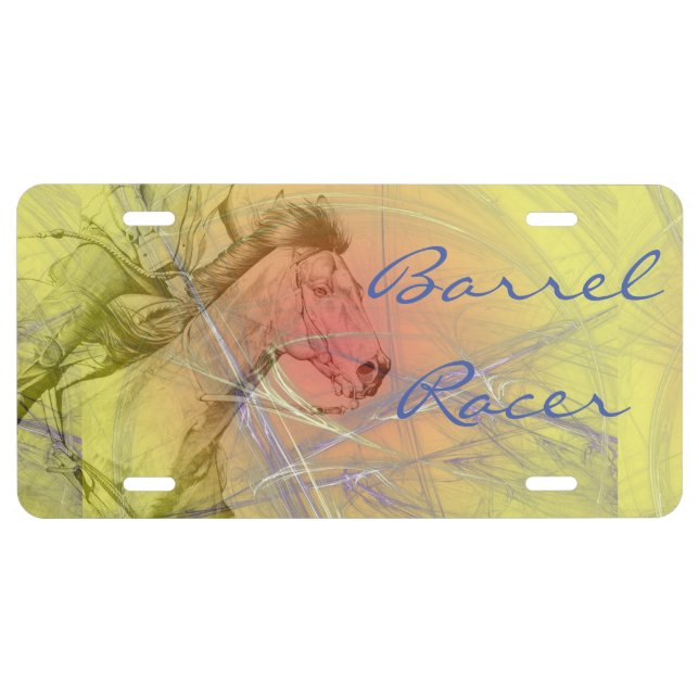 The Barrel Racer (yellow orange swirl) License Plate (Front)