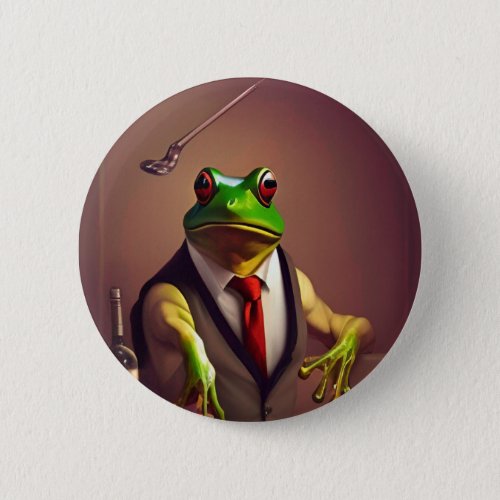 The Bartender Frog by CallisC  T_Shirt Button