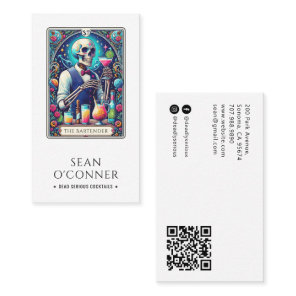 The Bartender Tarot Skeleton QR Business Card