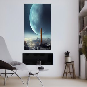 The base on a alien world AI Art Poster