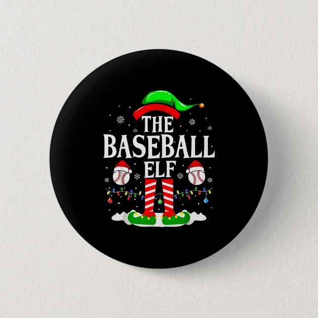 The Baseball Elf Funny Christmas Srt Lovers Xmas E Button (Front)