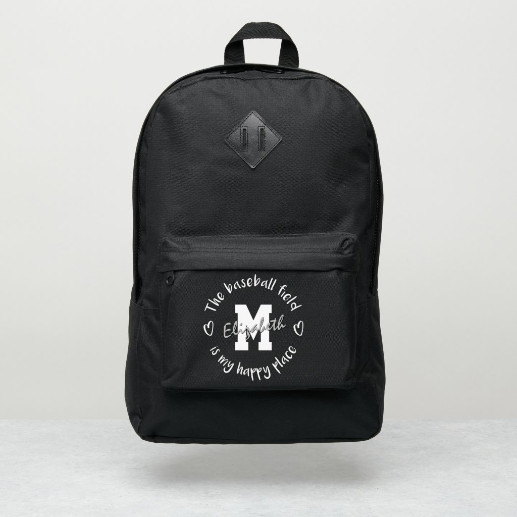The baseball field is my happy place custom backpack