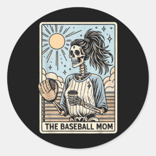 The Baseball Mom Skeleton Tarot, Baseball Mama Mot Classic Round Sticker