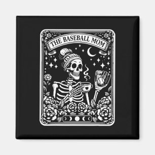 The Baseball Mom Tarot Card Skeleton Coffee Mother Magnet