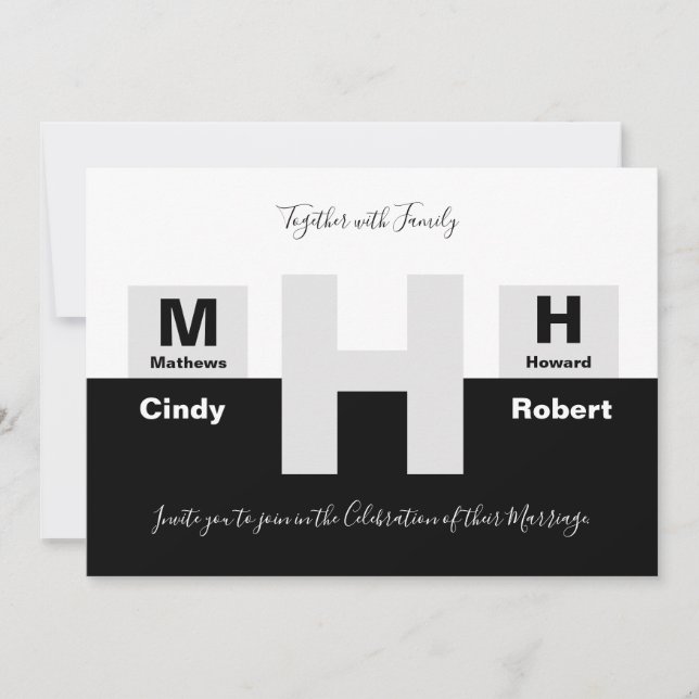 The Basic Black and White Wedding Invitation (Front)