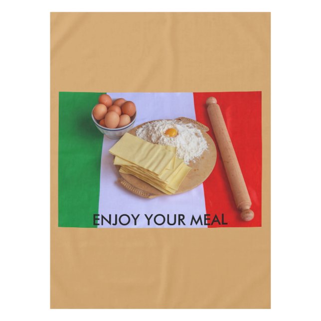 the basic ingredients of lasagna cotton tablecloth (Front)