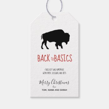 The Basics Black Buffalo Black & White Plaid Id602 Gift Tags by arrayforcards at Zazzle