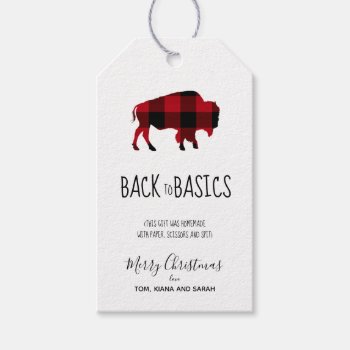 The Basics Buffalo Black And Red Plaid Id602 Gift Tags by arrayforcards at Zazzle