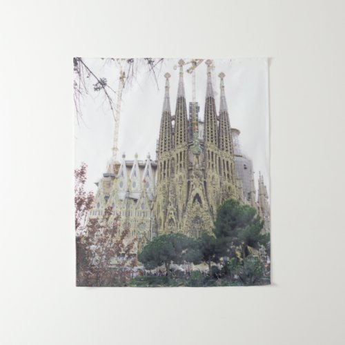 The Basilica Sagrada Familia in Barcelona Spain Tapestry