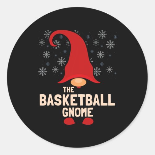 The Basketball Christmas Gnome Pajama  Classic Round Sticker