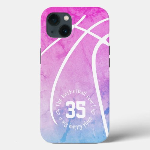 The basketball court is my happy place pastels iPhone 13 case
