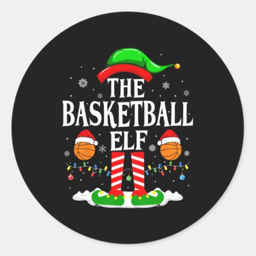 The Basketball Elf Bball Xmas Basketball Christmas Classic Round Sticker