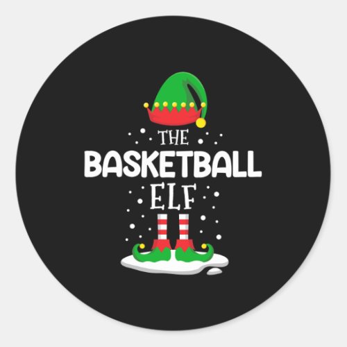 The Basketball Elf Christmas Family Matching Costu Classic Round Sticker