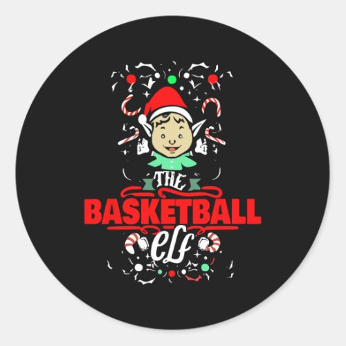 The Basketball Elf Christmas Funny Basketball Play Classic Round Sticker