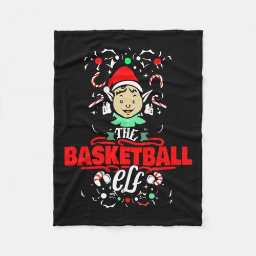 The Basketball Elf Christmas Funny Basketball Play Fleece Blanket