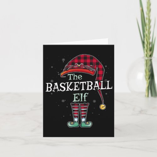 The Basketball Elf Christmas Red Buffalo Plaid Paj Card