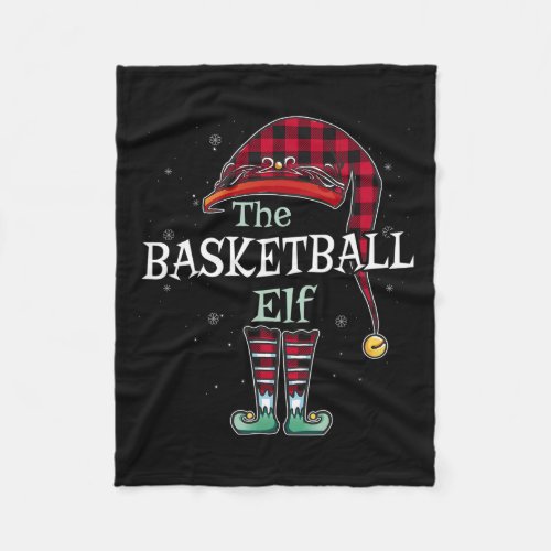 The Basketball Elf Christmas Red Buffalo Plaid Paj Fleece Blanket