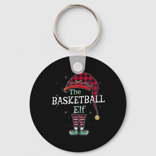 The Basketball Elf Christmas Red Buffalo Plaid Paj Keychain