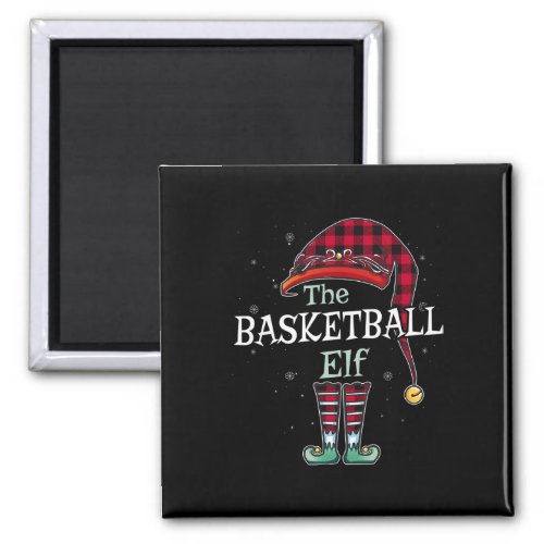 The Basketball Elf Christmas Red Buffalo Plaid Paj Magnet