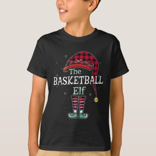 The Basketball Elf Christmas Red Buffalo Plaid Paj T_Shirt