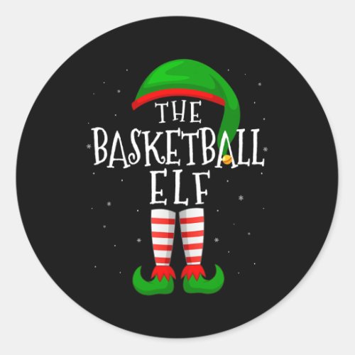 The Basketball Elf Cool Matching Family Group Chri Classic Round Sticker