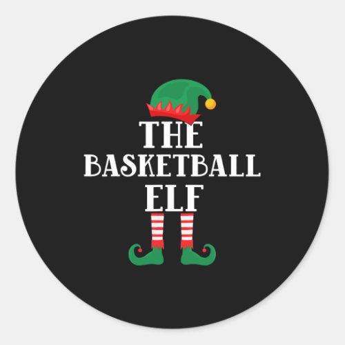 The Basketball Elf Cute Funny Christmas Pajama Mat Classic Round Sticker