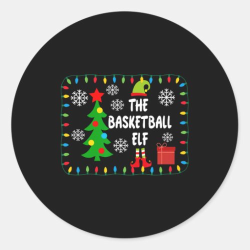 The Basketball Elf _ Cute Xmas Tree Lights Friends Classic Round Sticker