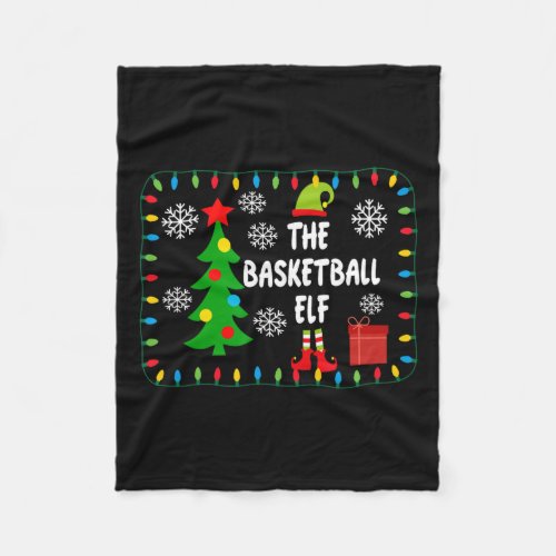 The Basketball Elf _ Cute Xmas Tree Lights Friends Fleece Blanket