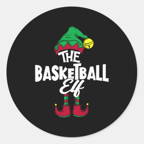 The Basketball Elf Family Group Matching Pj Christ Classic Round Sticker