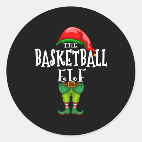 The Basketball Elf Family Matching Christmas Party Classic Round Sticker