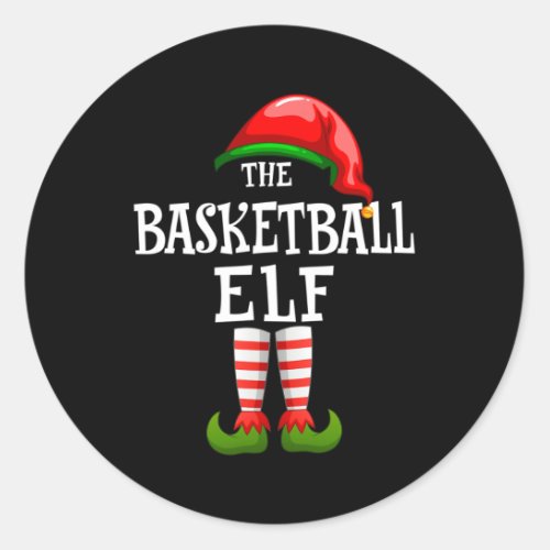 The Basketball Elf Family Matching Xmas Group Paja Classic Round Sticker