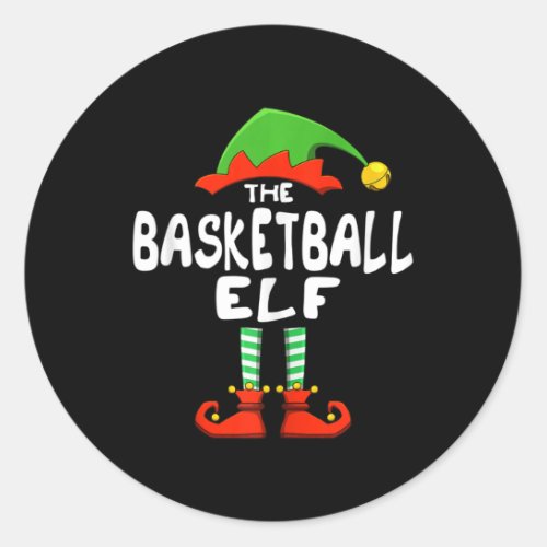 The Basketball Elf Funny Matching Family Christmas Classic Round Sticker