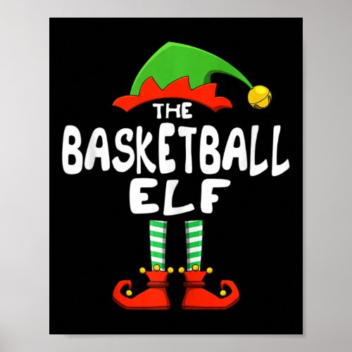 The Basketball Elf Funny Matching Family Christmas Poster