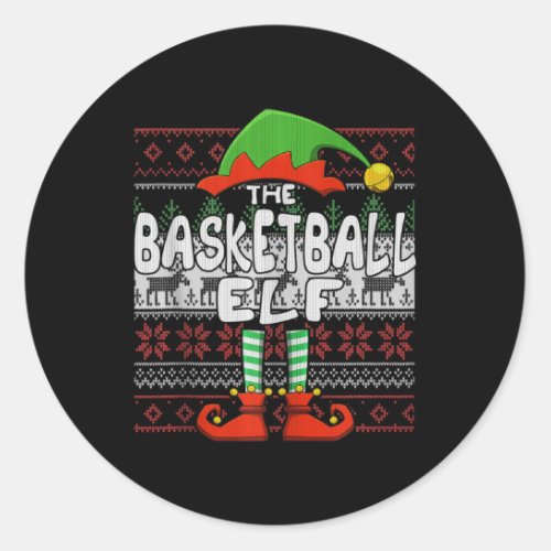 The Basketball Elf Funny Matching Family Ugly Chri Classic Round Sticker