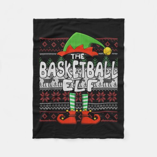 The Basketball Elf Funny Matching Family Ugly Chri Fleece Blanket