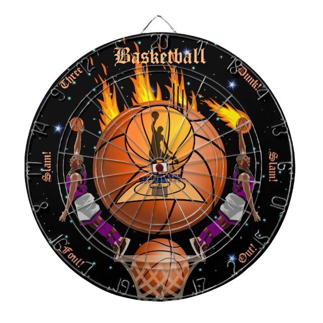 The Basketball Fiery Slam Dunk Dartboard With Darts (Front)