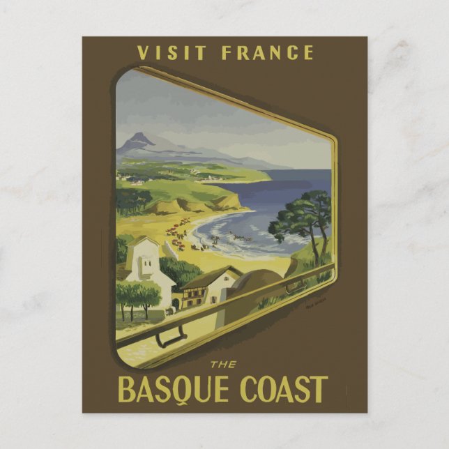The Basque Coast, France Vintage Travel Postcard (Front)