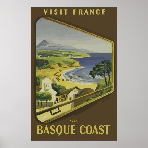 The Basque Coast France Vintage Travel Poster