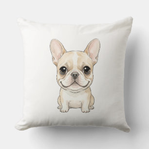The Bat-Eared Aristocrat: Cute French Bulldog Throw Pillow
