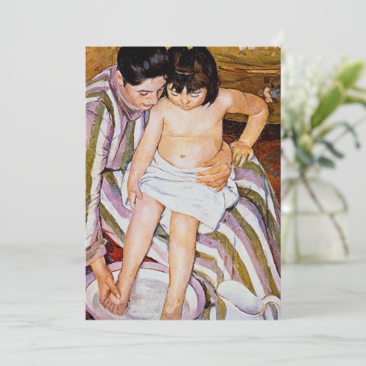 The Bath by Mary Cassatt mother bathing child art (Standing Front)
