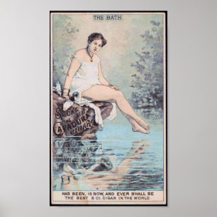 The Bath Lady Vintage Cigar Ad Poster