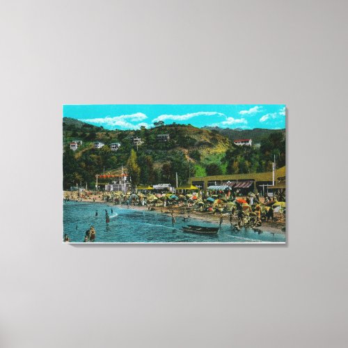 The Bathing Beach at Avalon Catalina Island Canvas Print