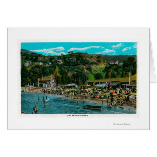 The Bathing Beach at Avalon, Catalina Island Cards