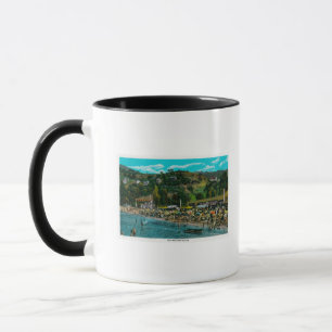 The Bathing Beach at Avalon, Catalina Island Mug