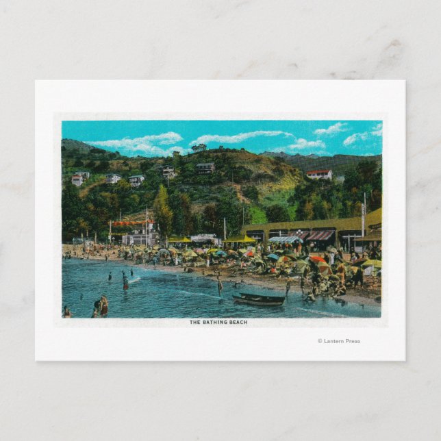 The Bathing Beach at Avalon, Catalina Island Postcard (Front)