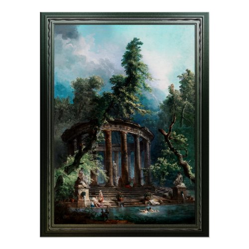 The Bathing Pool by Hubert Robert 2nd Edition Poster