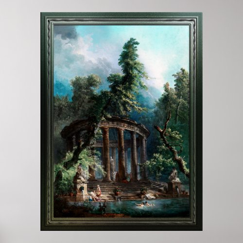 The Bathing Pool by Hubert Robert 2nd Edition Poster