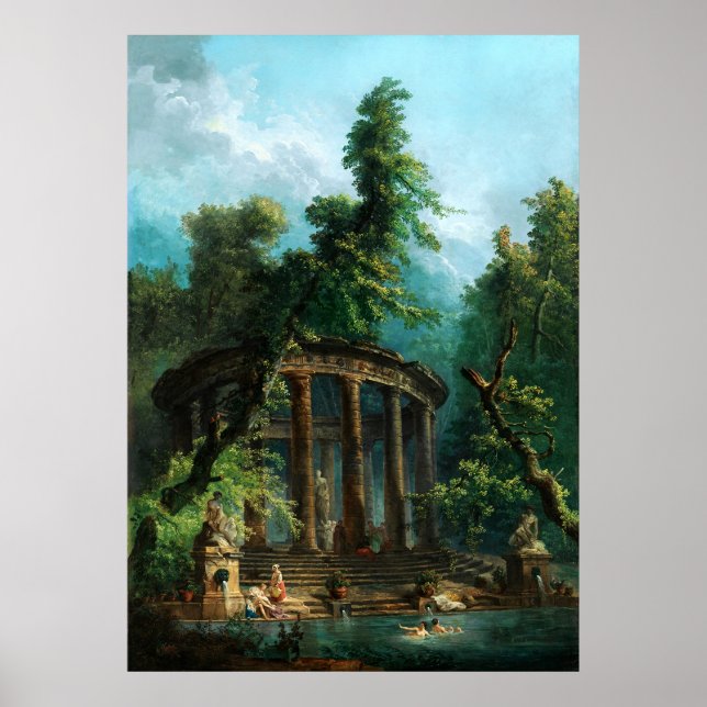 The Bathing Pool by Hubert Robert Poster (Front)